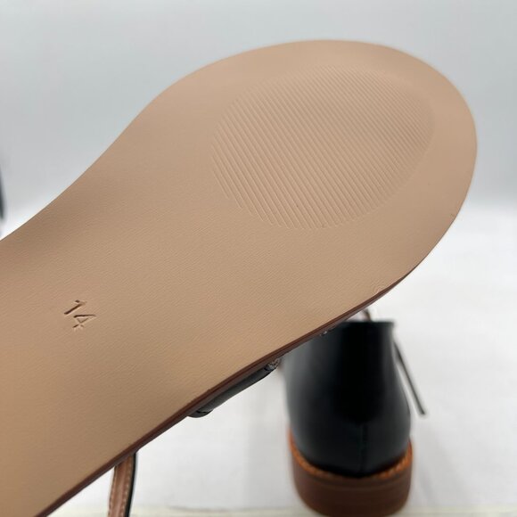 FSJ Black Closed Toe Low Block Heel Woven Roman Ankle Strap Hollow Caged Sandals - Picture 6 of 8